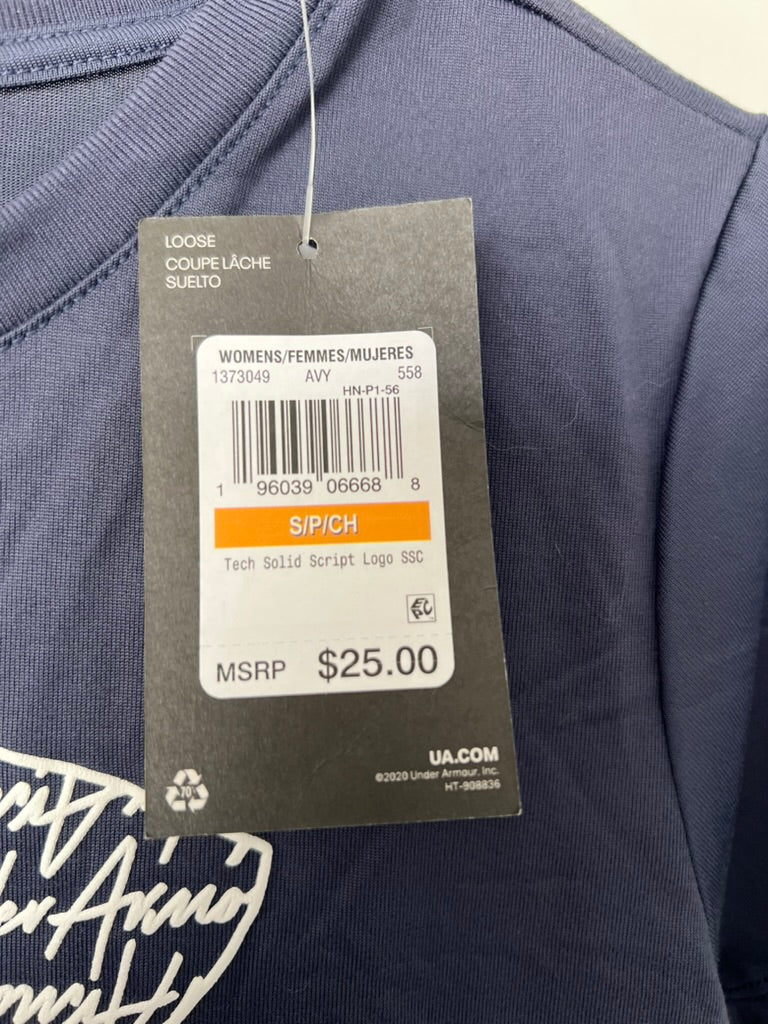 Seller #76 - Under Armour Women's Tech Solid Script Logo Tee NWT - Blue - Size Small