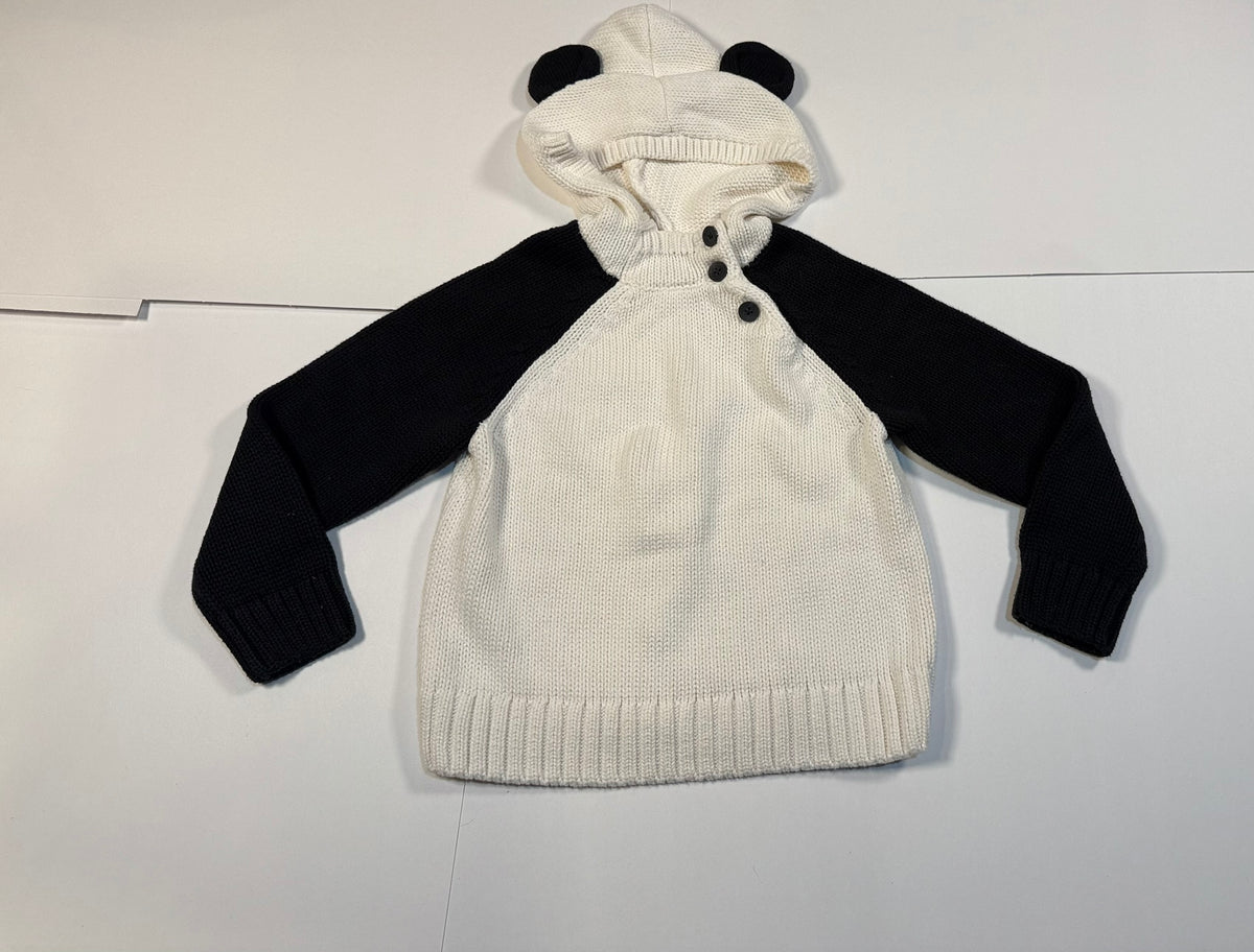 #141 Girls S 4-5 Tea Panda Sweater with Ears on Hood