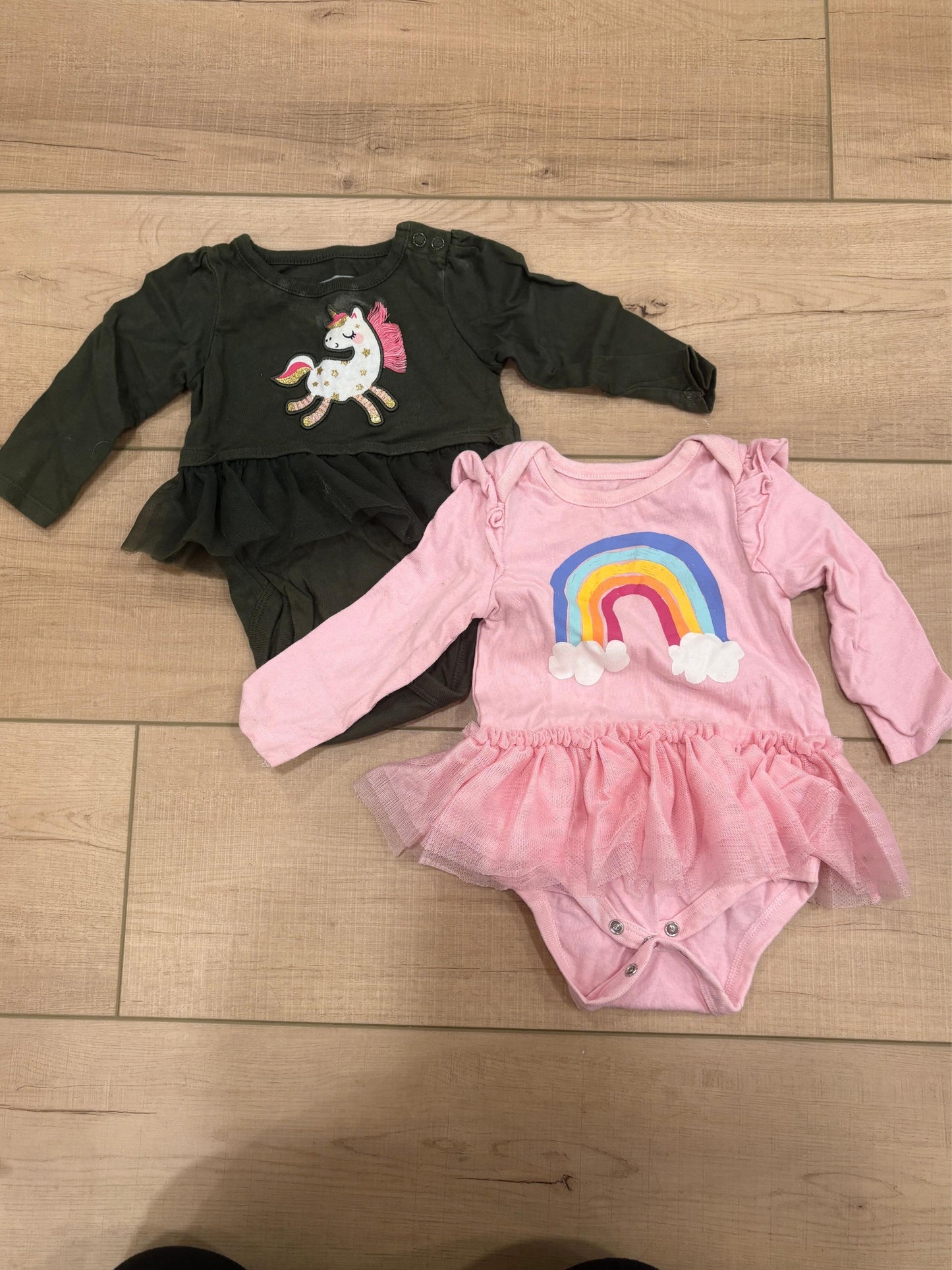 #37 3-6M Girls Bundle of Skirted Long Sleeve Bodysuits