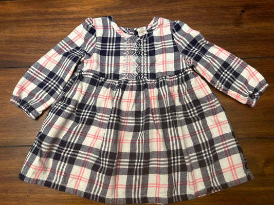 Seller #210 Tucker & Tate Girls Size 12M Navy Pink & White Plaid Long Sleeve Flannel Dress