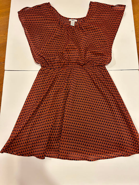 bar III size M navy and orange pattern dress 45227