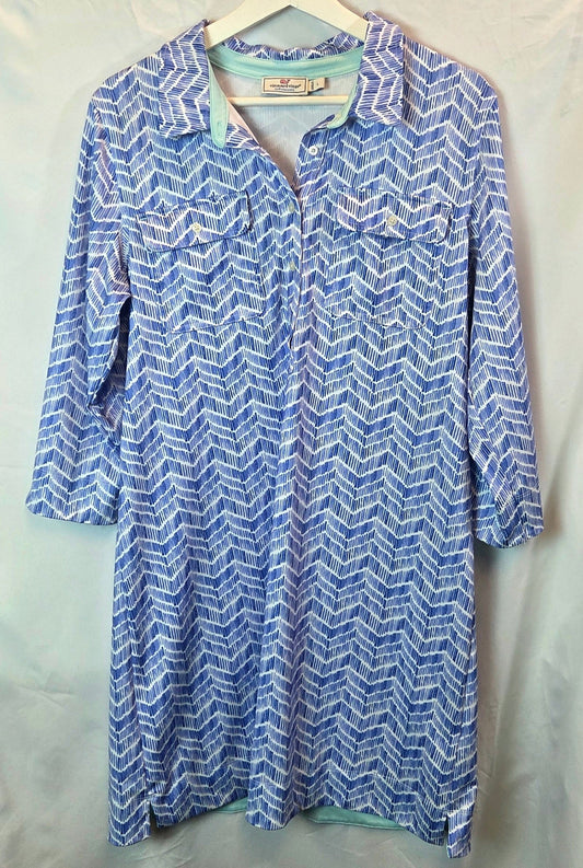 #112 - VINEYARD VINES Performance Linear Whale Tail Dress Women’s, Size L, EUC