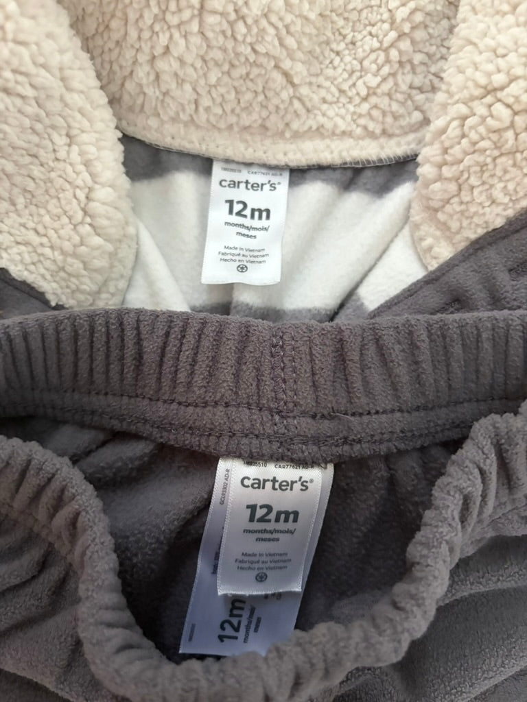 #6 - Carters Boys Fleece Grey & White Outfit - 12 months