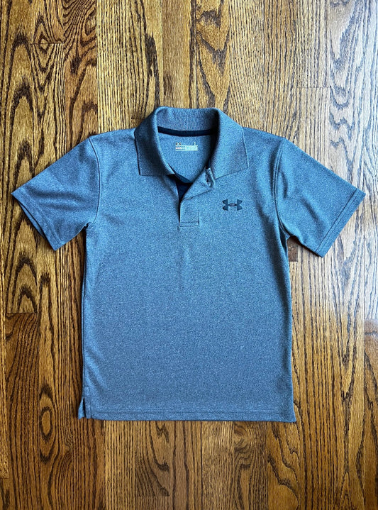 Seller #115 - Under Armour Boys Size 7 Athletic Polo, Gray, EUC
