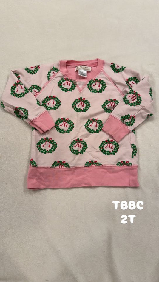 #145 TBBC holiday sweatshirt Girls 2T EUC