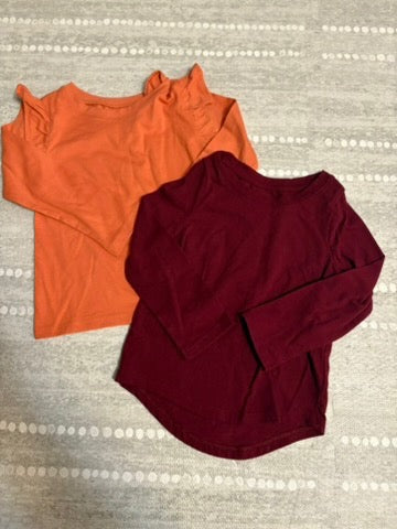 Seller 183 - Girls 2T Orange & Burgundy Shirts - EUC