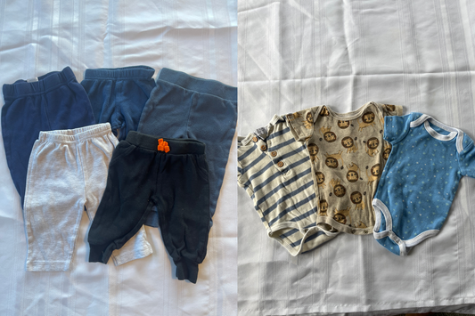 #29  3-6 mo  Boys onesies and sweats bundle  EUC