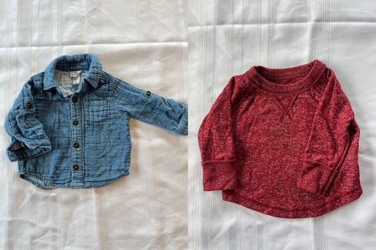 #29  3-6 mo Boys Cat and Jack shirts set of 2  EUC