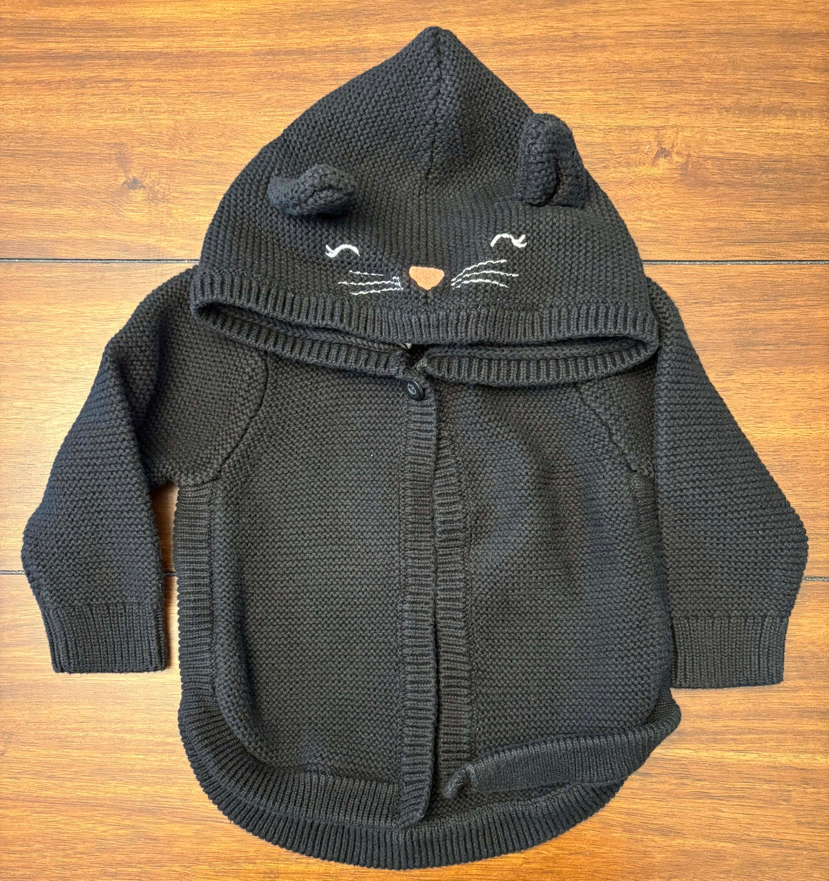 #197 Gap Girls Size 12-18M Gray & Black Cat Sweater, Top & Pants Set