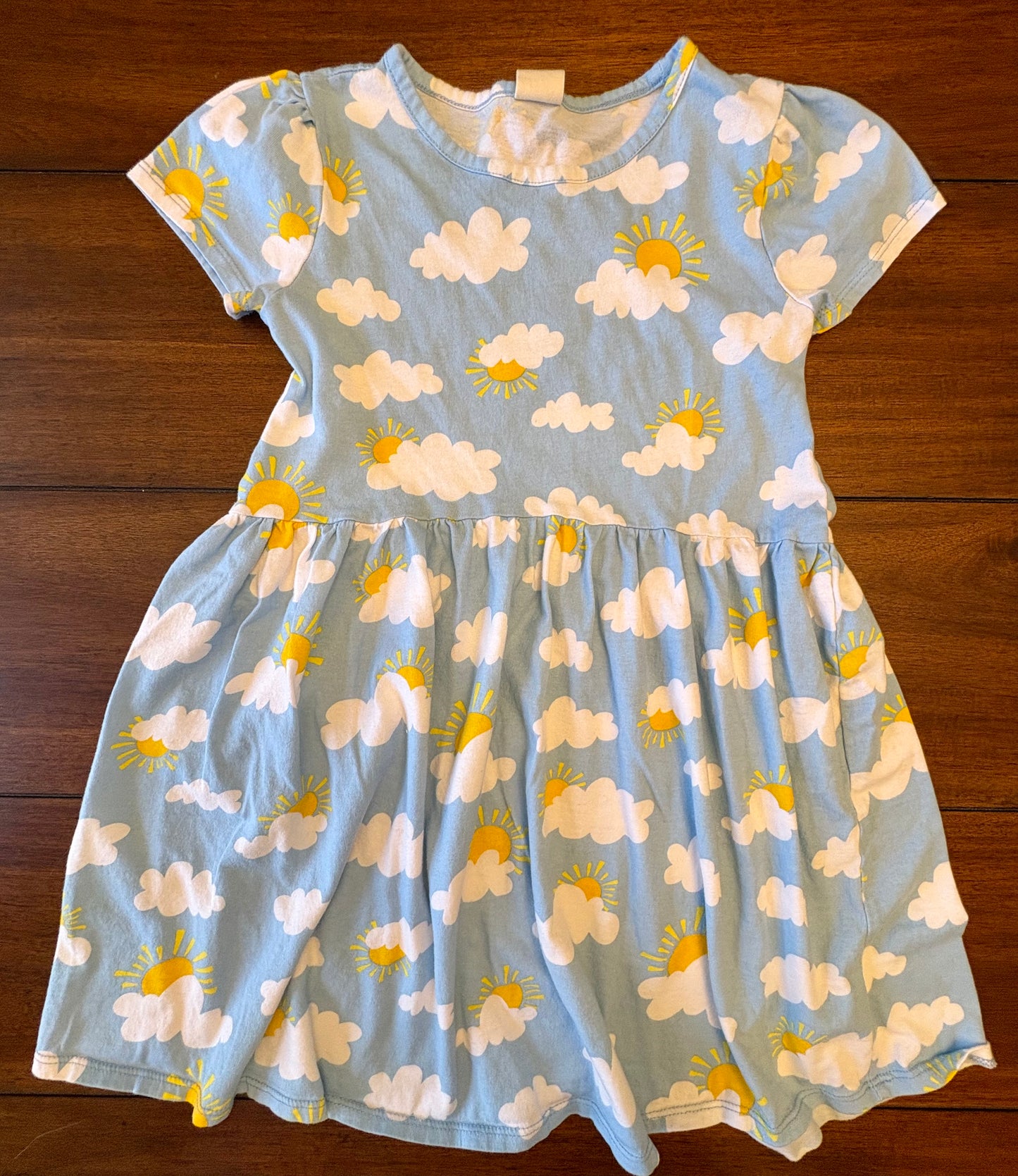 Seller #210 Tucker & Tate Girls Size 6 Light Blue Clouds & Sun Short Sleeve Knit Dress