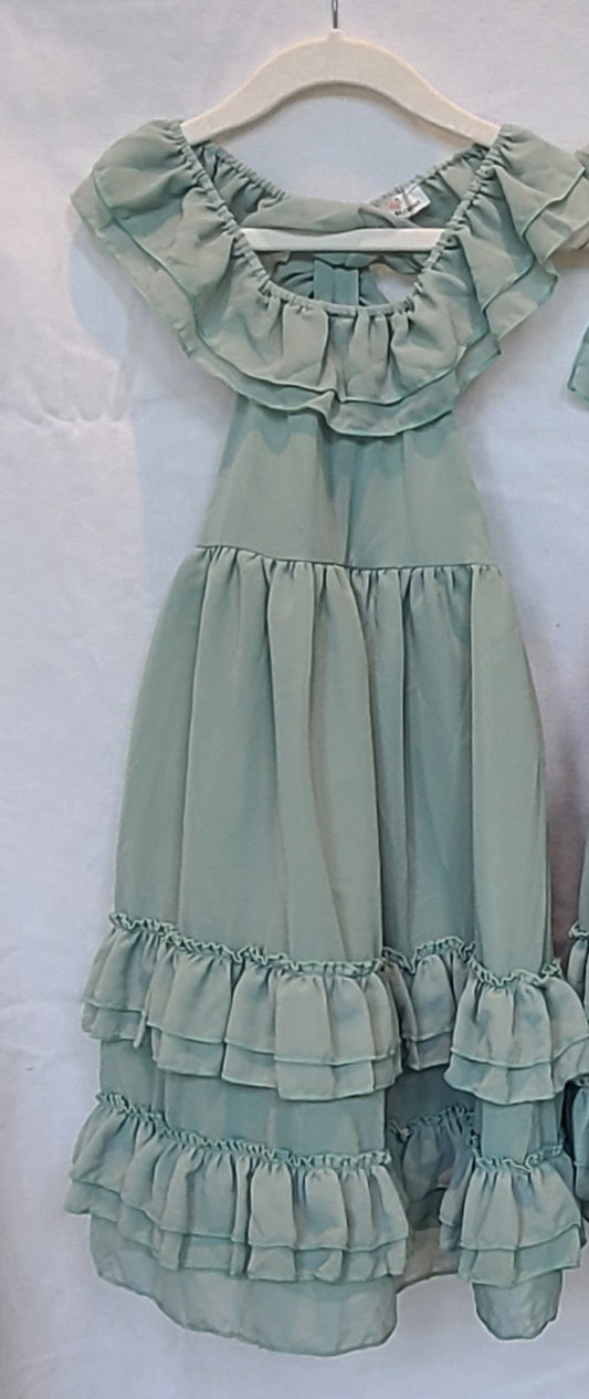 #188 Girls 3T Bailey's Blossom Sage Nellie Dress (1 of 2)