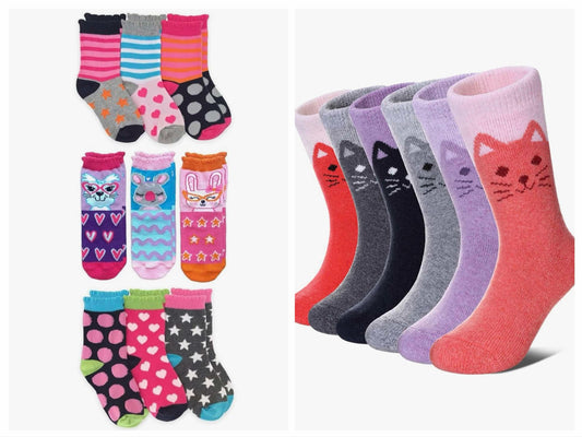 #222 NEW Girls Ages Approximately 5/6-12 Cotton and Wool Socks Bundle