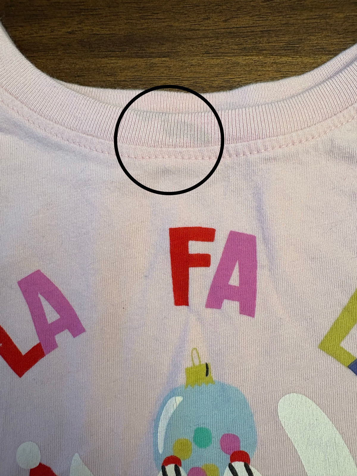 #197 Hanna Andersson Girls Size 8 (130) Light Pink Fa La La La La Graphic Long Sleeve Top
