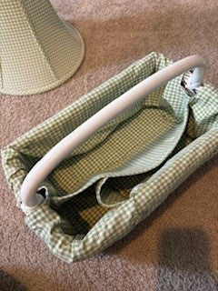 Reduced Seller #62 Pottery Barn Kids green gingham lamp shade and diaper caddy GUC