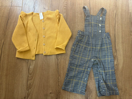 #6 -  Girls Tween Overalls and Mustard Sweater Outfit - 12 months