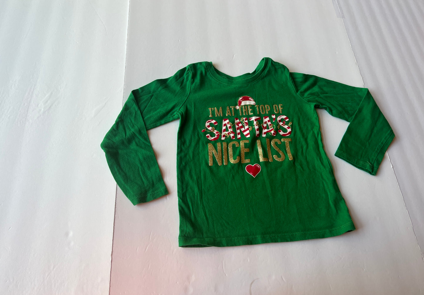 #77B Girls 4 Holiday Set of 2 Children's Place Christmas Long Sleeves - Santa's Nice List and Candy Cane Cutie