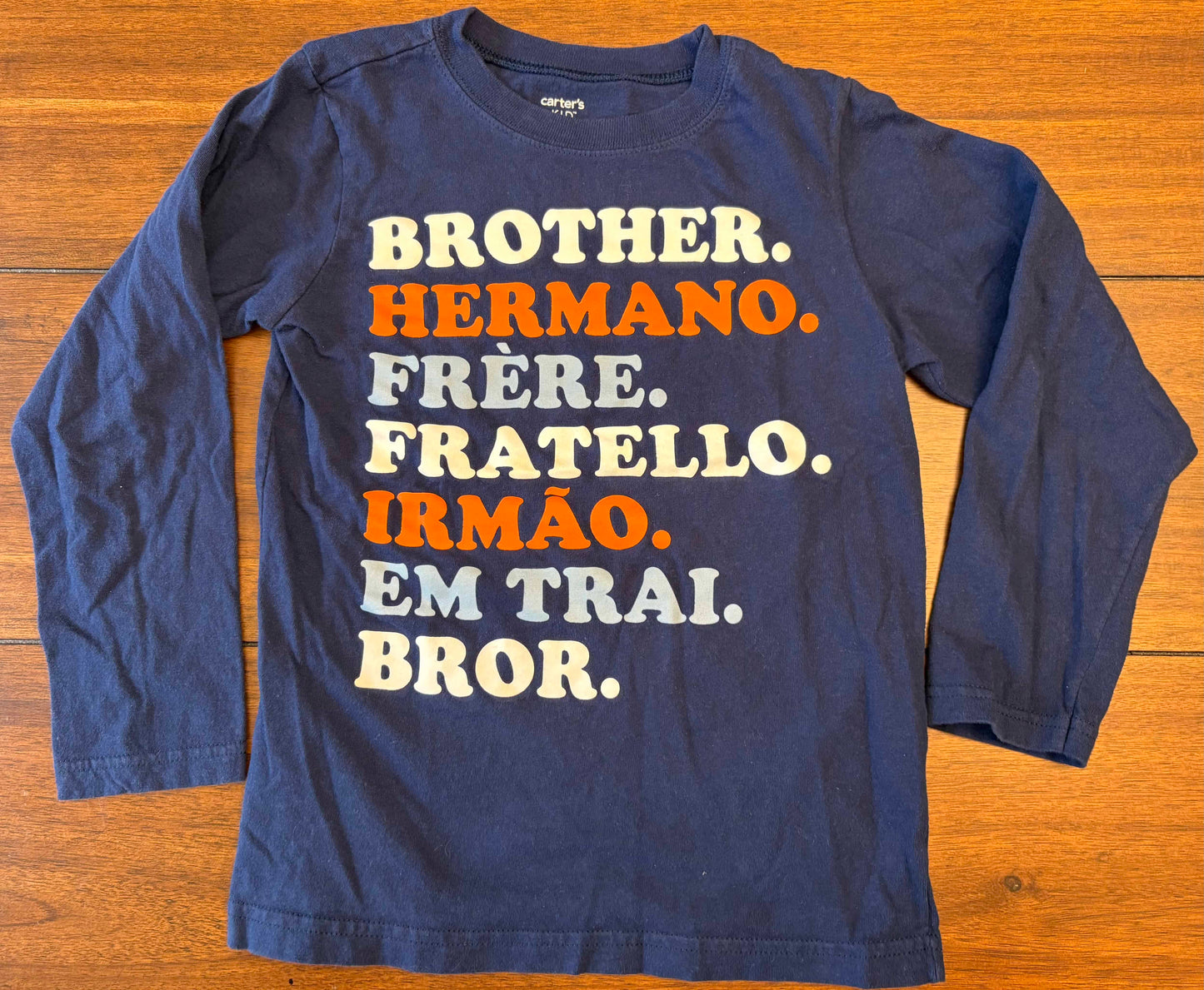 Seller #210 Carter's Boys Size 5 Navy Brother Graphic Long Sleeve-shirt