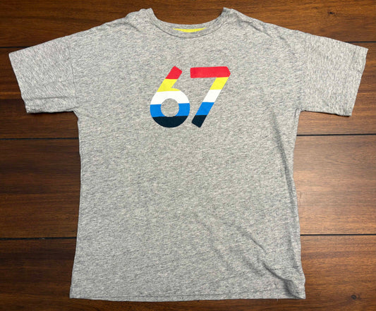 Seller #210 Mini Boden Boys Size 9 Gray with Multicolored 6/7 Graphic Shirt