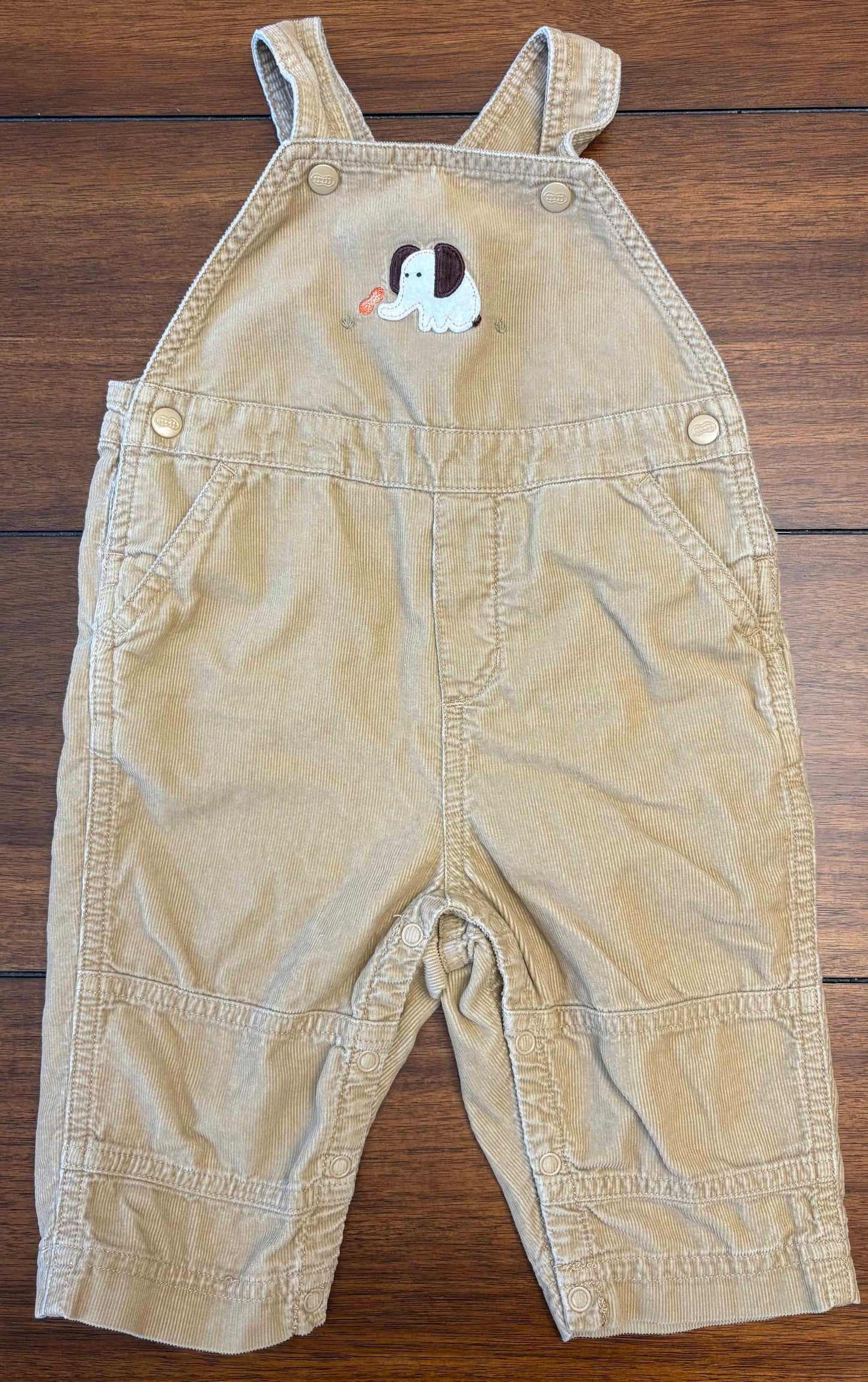 Seller #210 Gymboree Boys Size 3-6M Tan Elephant Embroidered Corduroy Overalls