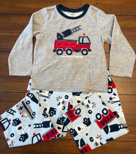 Seller #210 Carter's Boys Size 4 Blue & Gray Fleece Emergency Pajama Set
