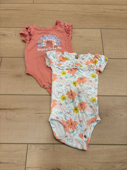 #37 REDUCED-6-9M Girls Carter's and Garanimals Short Sleeve Bodysuits Onesies Rainbow and Floral