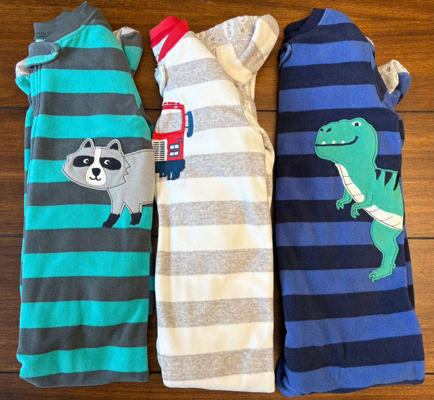 Seller #210 Carter's Boys Size 5T Aqua White & Blue Embroidered Fleece Footed Zipper Sleeper Bundle