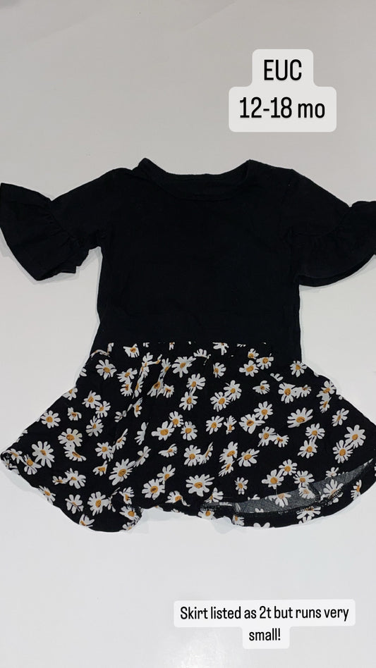 fits like 12 mo, Bailey's blossoms skirt with ruffle sleeve onesie
