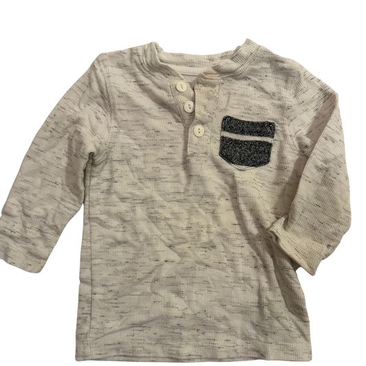 Seller 48- Cat & Jack White and Gray Heathered Henley Shirt Boys Size 18M