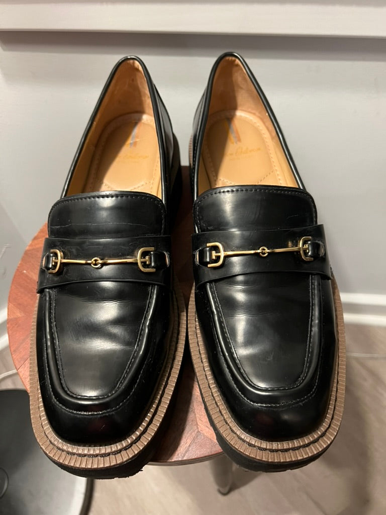 Seller #76 - Sam Edelman Laurs Platform Chunky Lug Heel Gold Loafer Black Size 9 Womens