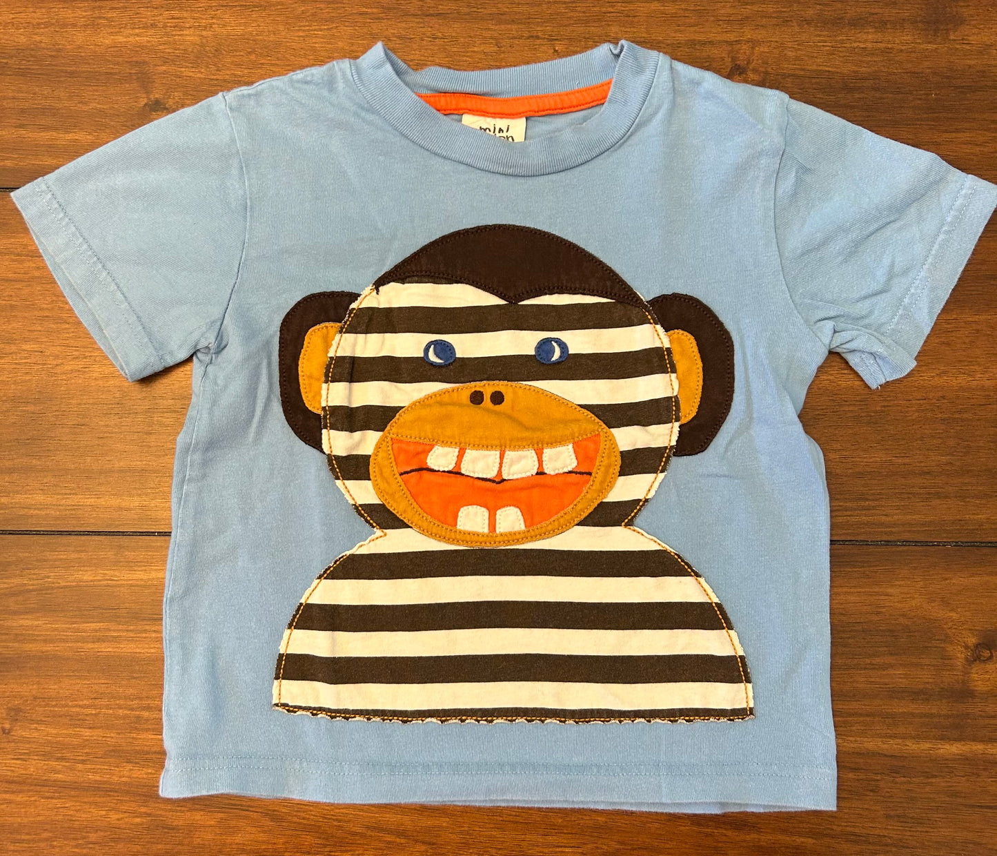 Seller #210 Mini Boden Boys Size 2-3 Light Blue Monkey Appliqué Shirt