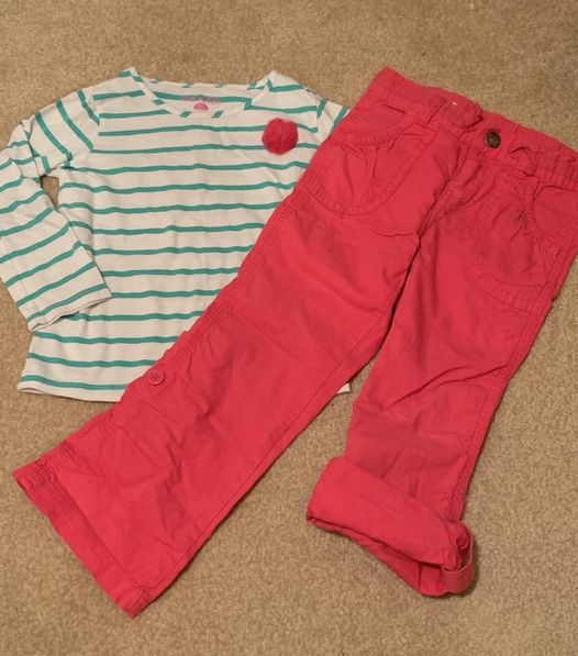 4T Girl's Striped Shirt/Pant Set