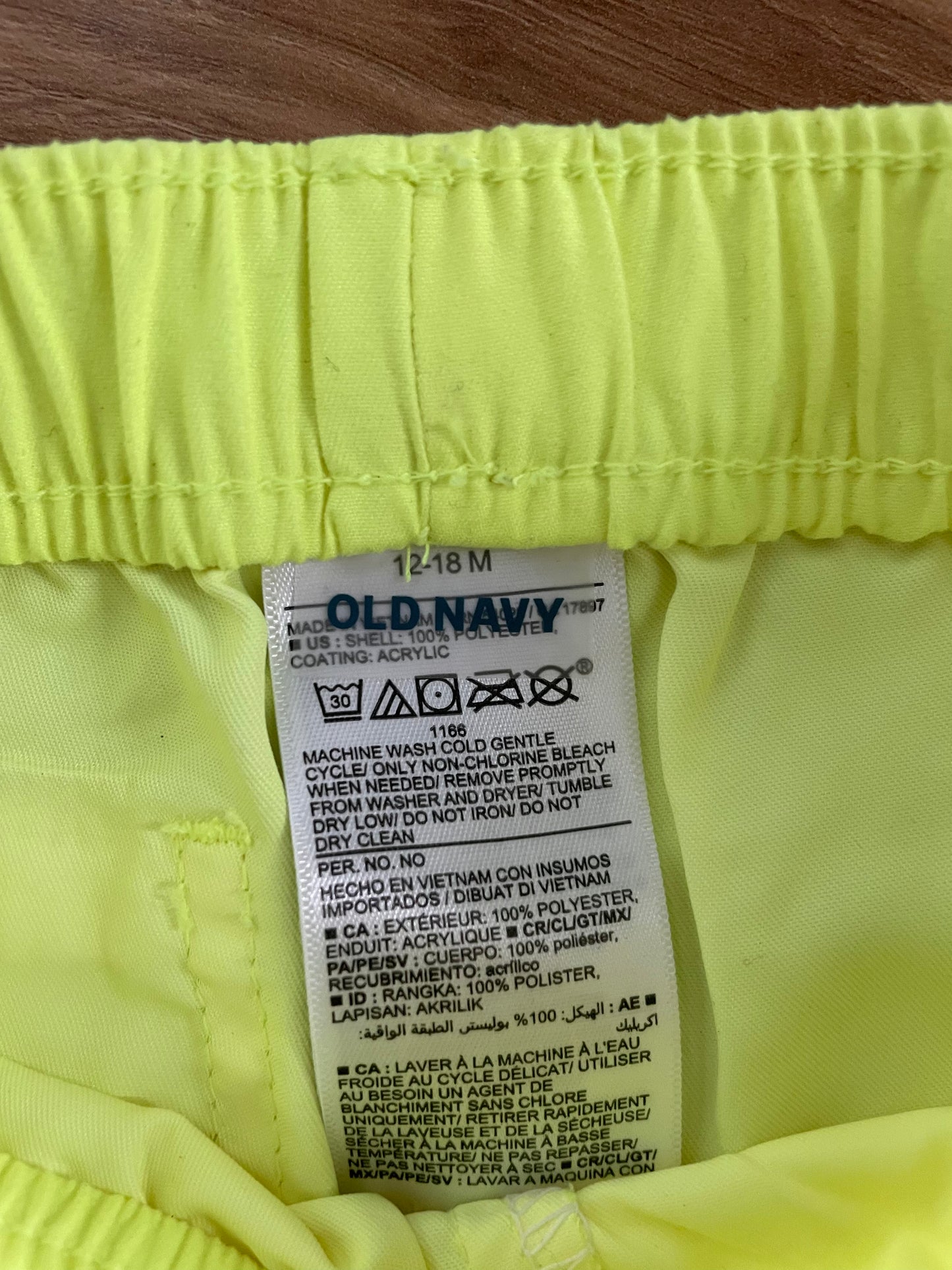 #6 - Boys Old Navy Neon Green Swim Trunks, 12-18 months