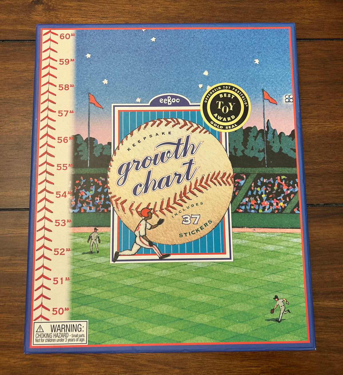 #197 Eeboo Boys Baseball Growth Chart NIB