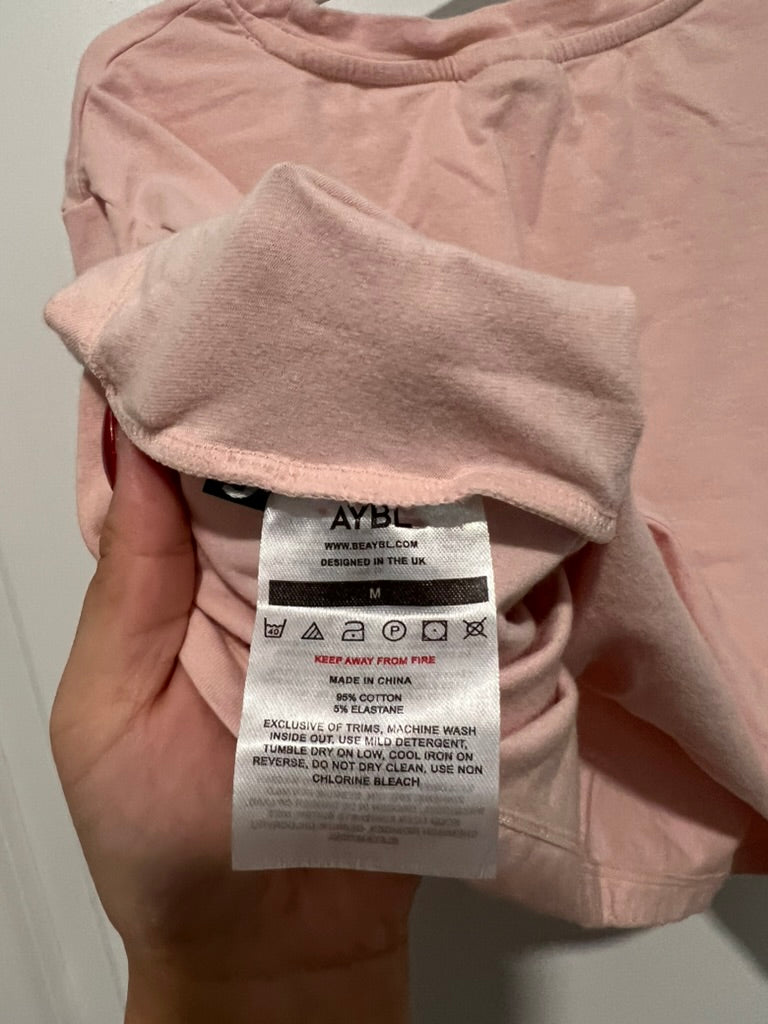Seller #76 - AYBL Cropped Short Sleeve Shirt Pastel Pink Size Medium Women's Athletic Gym