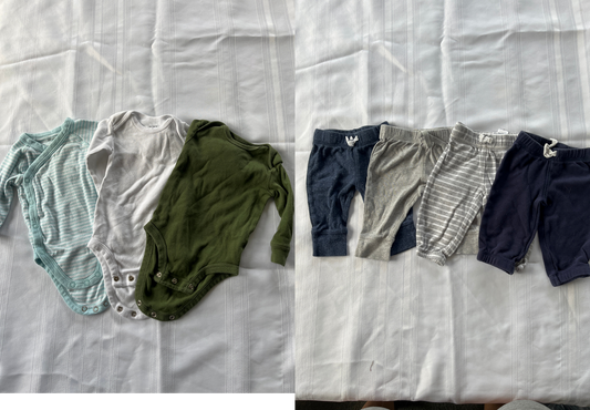 #29 3 mo  Boys Carters pants and onesies bundle EUC