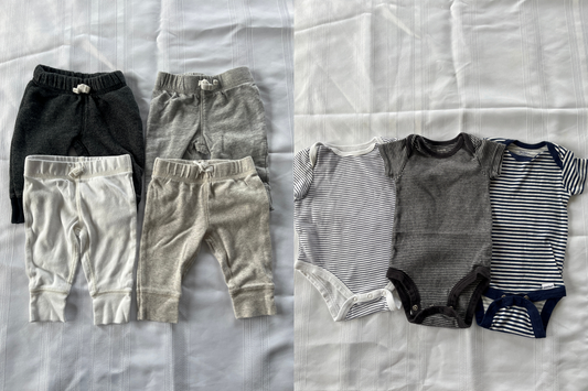 #29 3 mo Boys onesies and sweats bundle  EUC