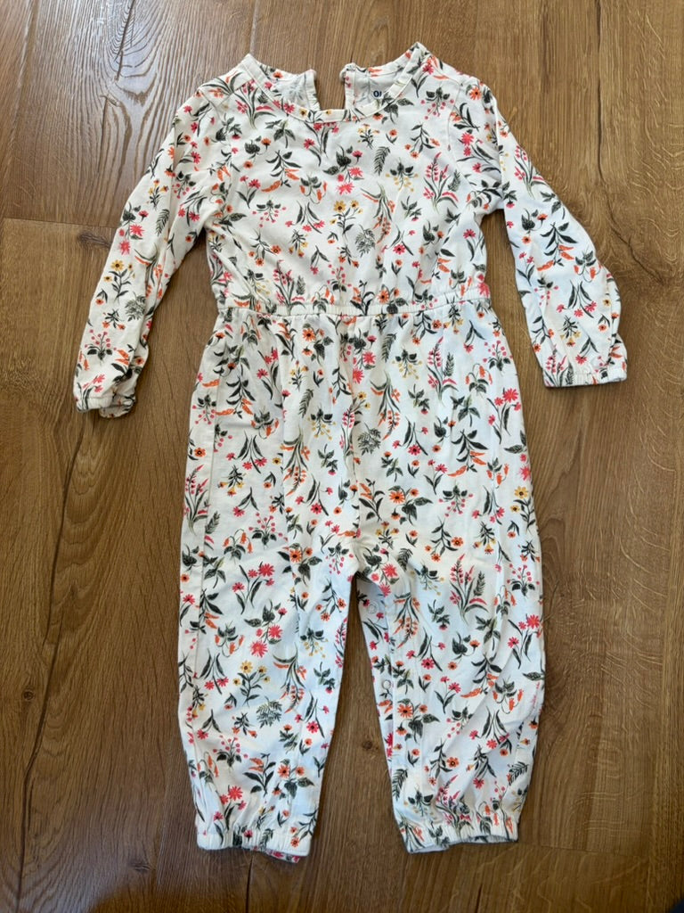 #6 - Old Navy Girls White & Floral Romper - 18-24 months