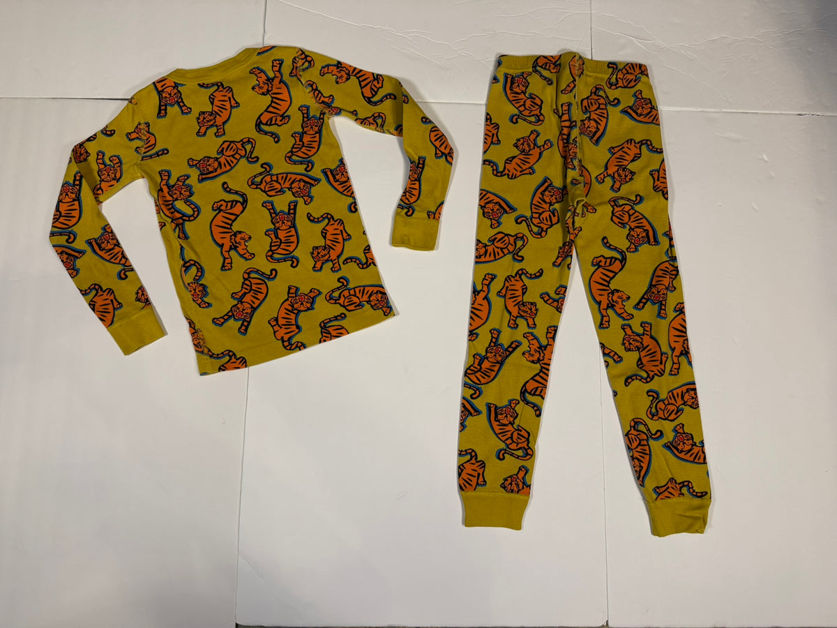 #141 Unisex Size 6-7 (120) Hanna Andersson Yellow Tiger Long Sleeve Pajamas
