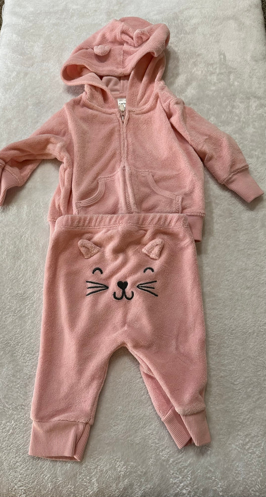 Girls 3 months Carters terry cloth hoodie and pants