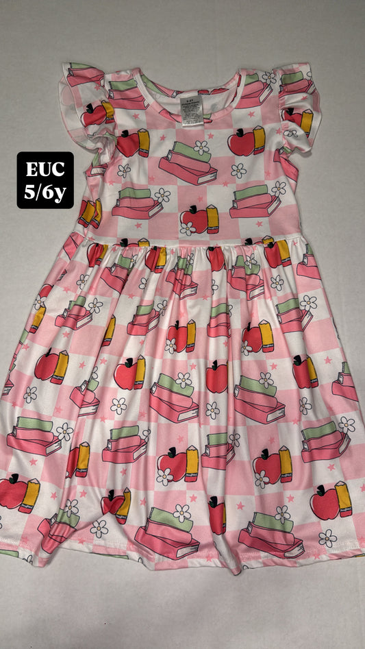#44 Twirly school themed dress 5/6y