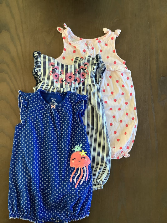 Carter’s Girls set of 3 rompers size 24 months