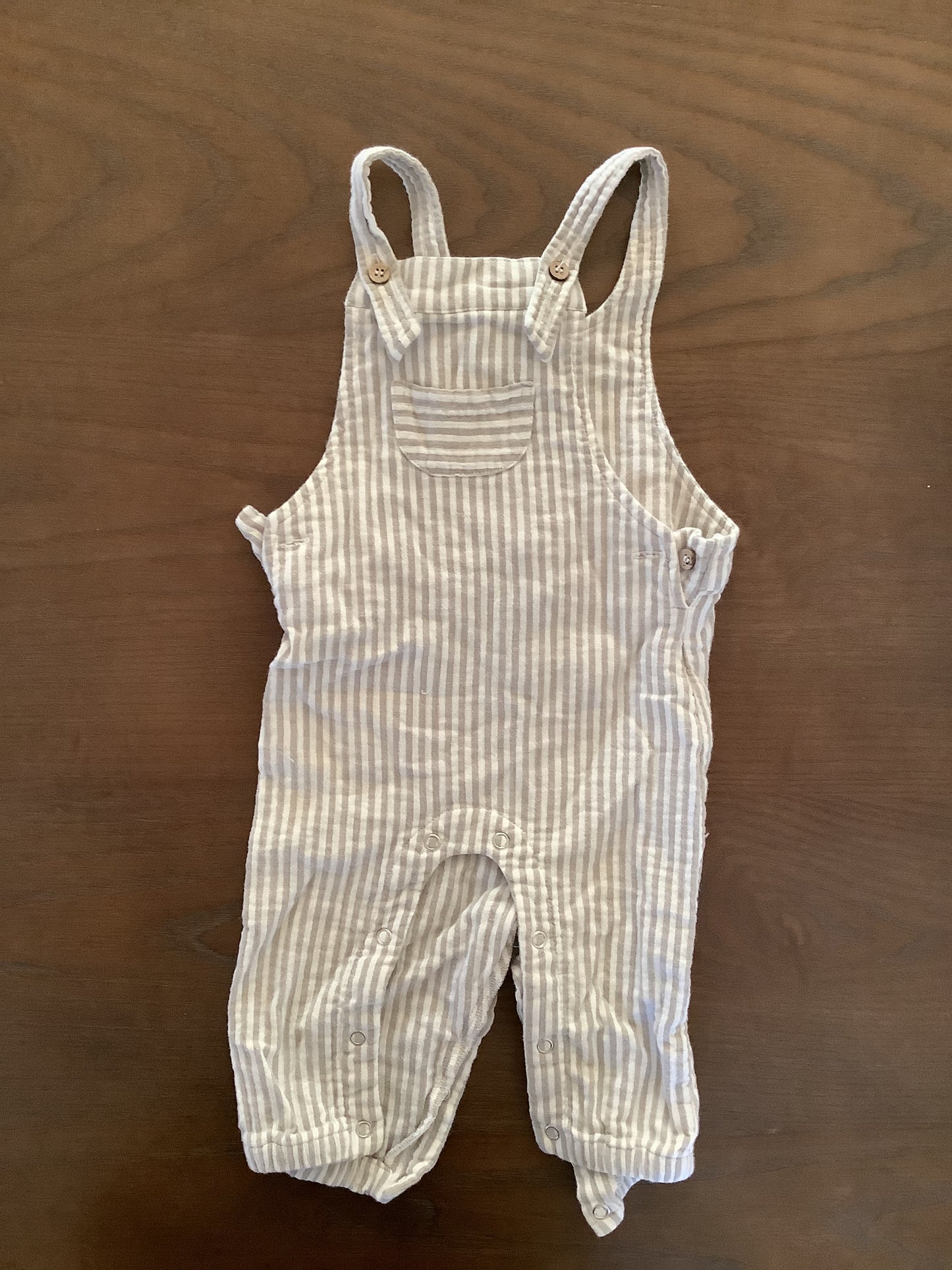 Rylee + Cru Linen White and Tan Overalls Size 6-12 Months Gender Neutral
