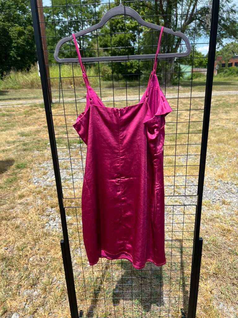 Seller #76 - Lulus Stay Celebrating Magenta Satin Bodycon Mini Dress Size Medium M