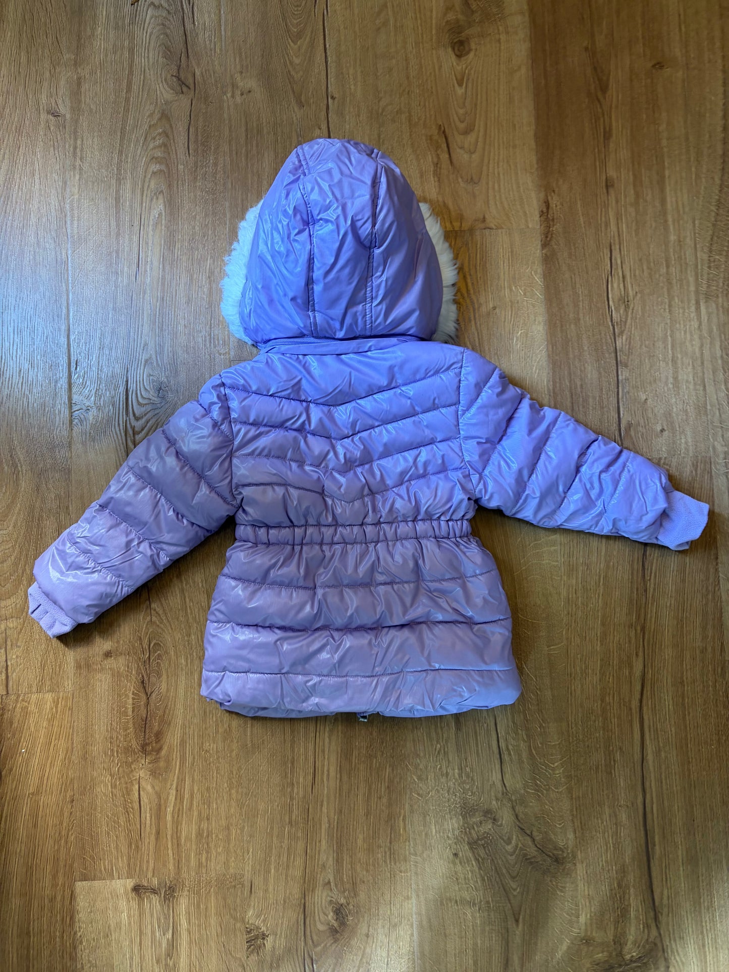 #6 - Girls Purple Puffer Jacket with removable hood - 2T