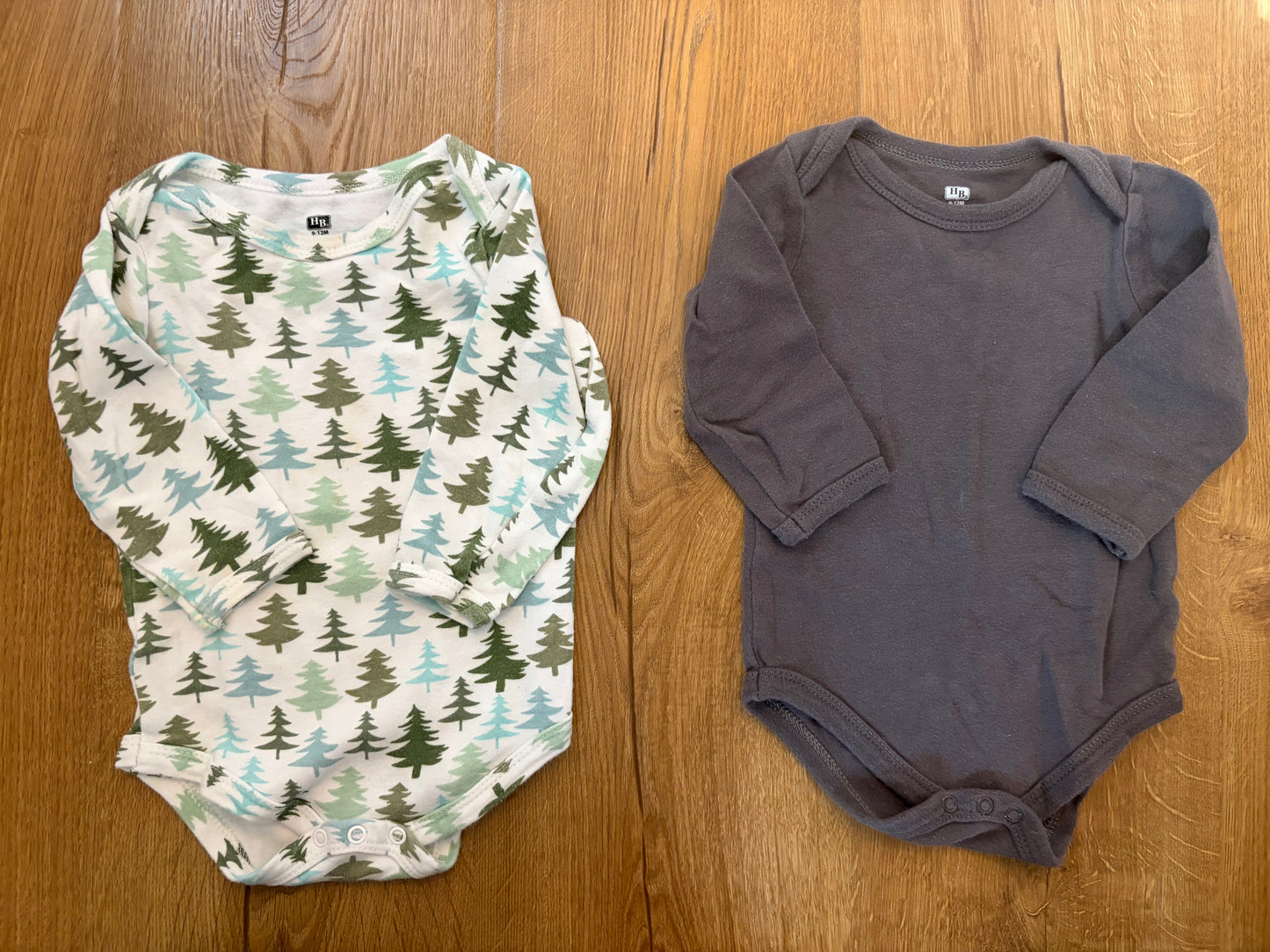 #6 - Hudson Baby Boys Long Sleeved Onesies/Bodysuits - 9-12 months