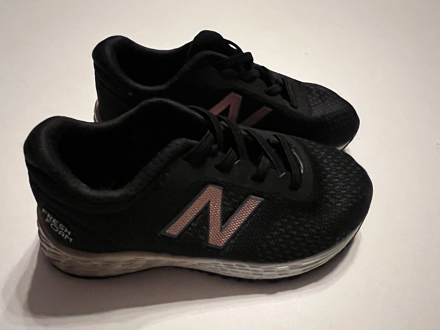 Girls Shoe 7.5 Black New Balance with Rose Gold Accents