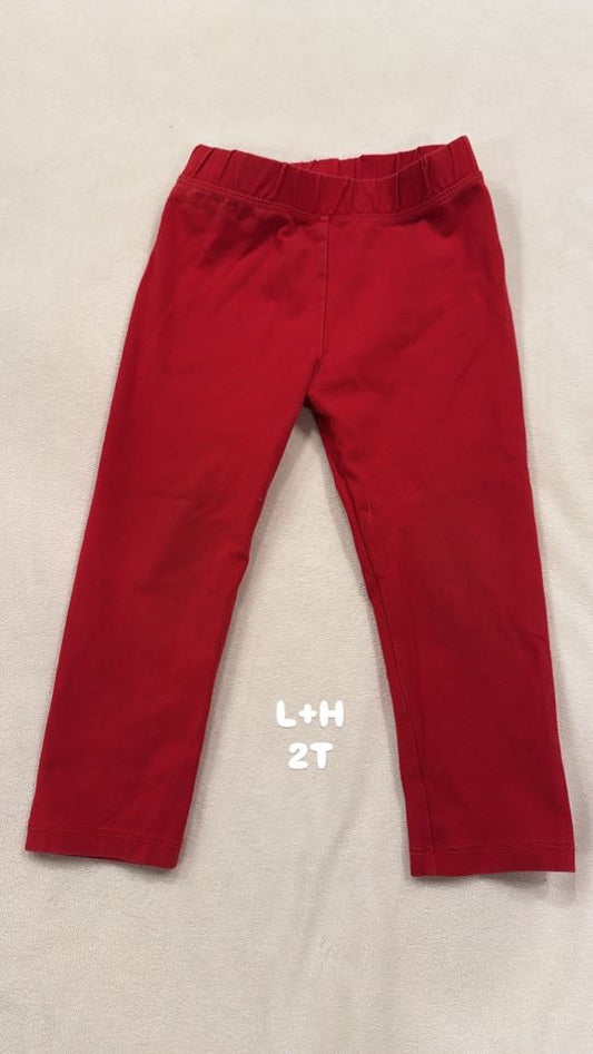 #145 L+H red leggings Girls 2T EUC