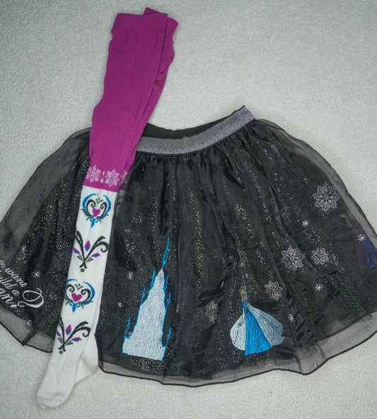 #31 Girls' Hanna Andersson Frozen Skirt and Tights, Size 100 (4)
