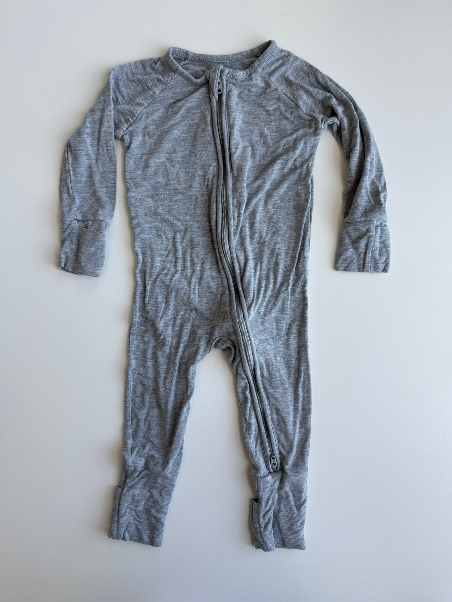 #32 Little Sleepies 3-6 months Gray zippy footie sleeper, VGUC