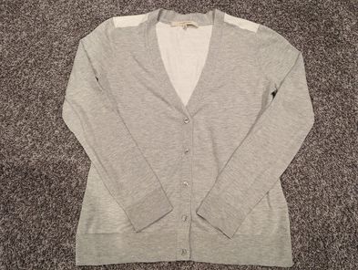 41 Hawthorn white and grey color block cardigan size M, euc